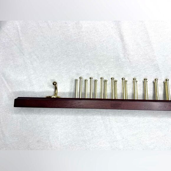 Elegant Wood 24 Tie Rack with Gold hooks and Belt/Jacket Rack Business Casual - Picture 7 of 7